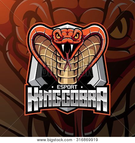 King Cobra Head Mascot Logo Design With Text