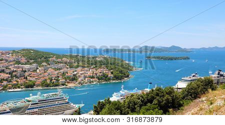 Dalmatian Coastline Panoramic View From Dubrovnik, Croatia, Europe
