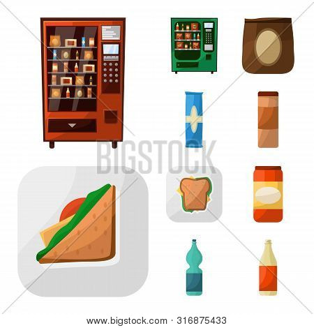 Isolated Object Of Vending And Service Icon. Collection Of Vending And Snack Stock Vector Illustrati