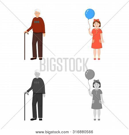 Isolated Object Of Character And Avatar Sign. Set Of Character And Portrait Vector Icon For Stock.