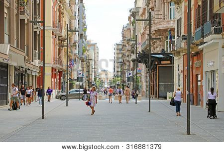 Bari, Italy - July 28, 2019: View Of Teatro Margherita Theater At Corso Cavour Avenue In Bari, Italy