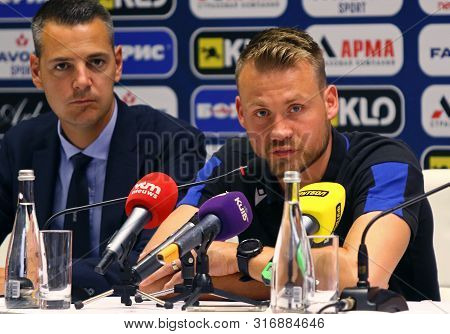 Kyiv, Ukraine - August 13, 2019: Club Brugge Goalkeeper Simon Mignolet During The Press-conference B