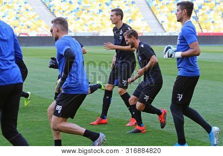Kyiv, Ukraine - August 13, 2019: Open Training Session Of Club Brugge Football Team Before The Uefa 