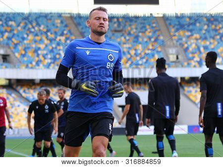 Kyiv, Ukraine - August 13, 2019: Simon Mignolet Of Club Brugge In Action During The Training Session