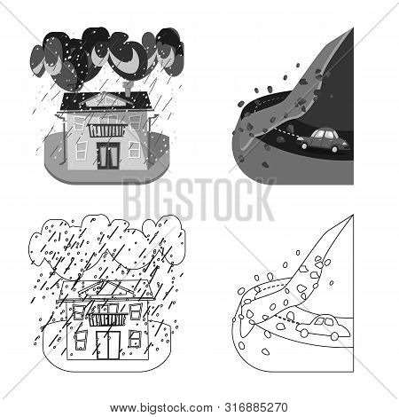 Vector Design Of Weather And Distress Icon. Set Of Weather And Crash Stock Vector Illustration.