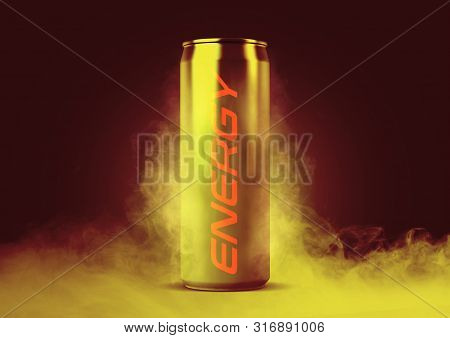 A Frosted Smoking Regular Aluminum Energy Drink Shaped Tin Can With The Word Energy Written On It On