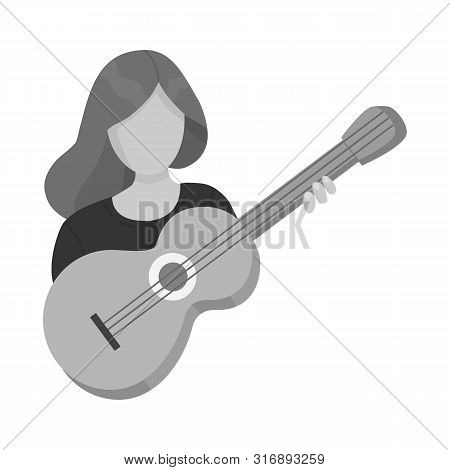 Vector Illustration Of Girl And Guitar Sign. Collection Of Girl And Woman Vector Icon For Stock.