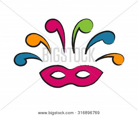 Carnival Mask With Colored Feathers. Theater Symbol