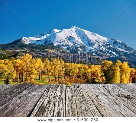 Mount Sopris autumn landscape in Colorado Rocky Mountains, USA. 