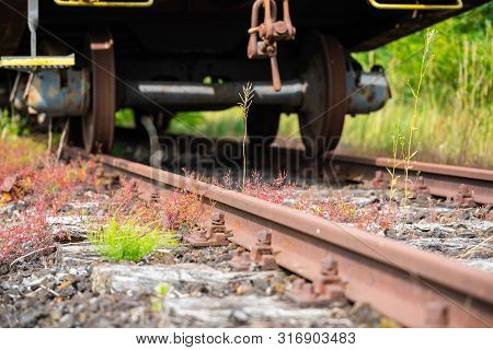 An Old Forgotten Train Carriage On A Disused Railway