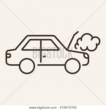 Engine Overheated Line Icon. Car, Fume, Overheat. Car Repair Concept. Vector Illustration Can Be Use