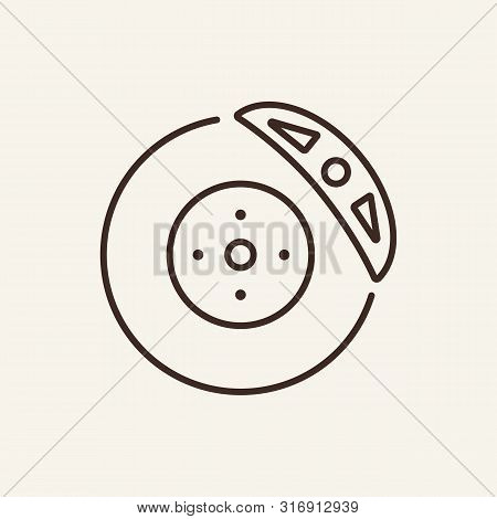 Brake Disc Line Icon. Auto Parts, Auto Service, Tools. Car Repair Concept. Vector Illustration Can B