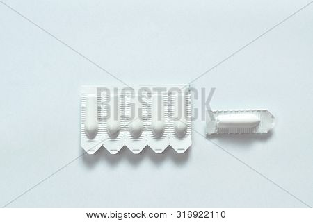 Corticosteroid Cream For Hemorrhoid Therapy Used By Insert In Bottom Hole Packing Isolated On White 