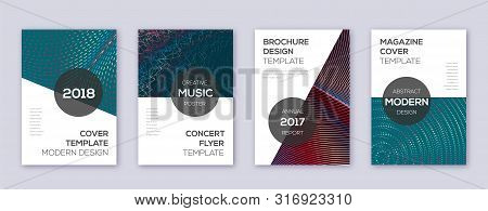 Modern Brochure Design Template Set. Red Abstract Lines On White Blue Background. Beauteous Brochure