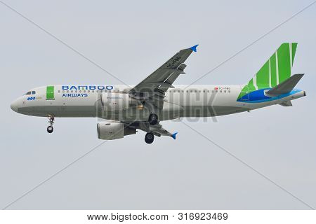 Saigon, Vietnam - Feb 2, 2019. Tc-fbo Bamboo Airways Airbus A320 Landing At Tan Son Nhat Airport (sg