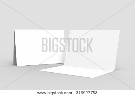Half-fold Brochure Blank White Template For Mock Up And Presentation Design. 3d Illustration.