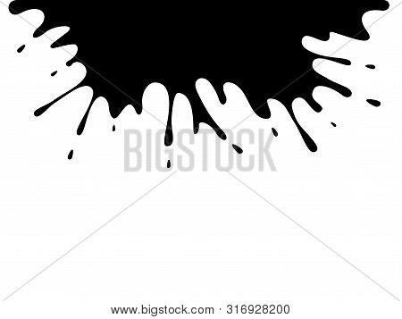Black Blob On White. Spread Stain. Splash. Seamless Pattern. Vector Wallpaper