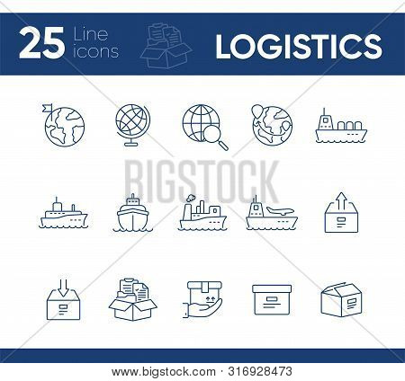 Logistics Line Icon Set. Worlwide Export And Packaging Concept.vector Illustration Can Be Used For T