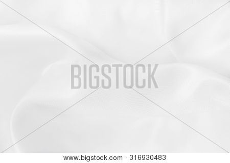 White Fabric Cloth Texture For Background And Design Art Work, Beautiful Crumpled Pattern Of Silk Or
