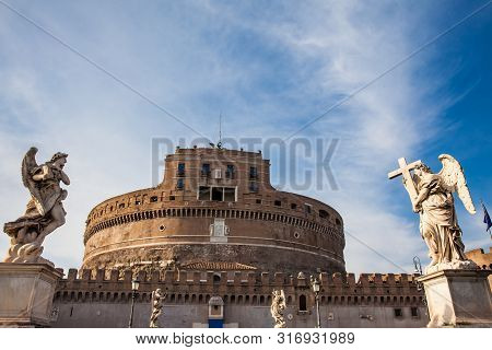 The Beautiful Mausoleum Of Hadrian Also Called Sant Angelo Castle Built On The Year 139 Ad