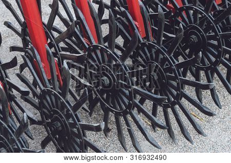 Working Parts Of New Agricultural Disc Harrow. Plow. Harrow. Cultivator For Cultivating The Earth.