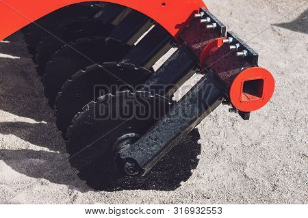 Working Parts Of New Agricultural Disc Harrow. Plow. Harrow. Cultivator For Cultivating The Earth.
