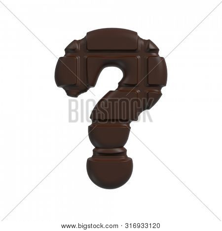 chocolate interrogation point - 3d cacao symbol isolated on white background. this alphabet is perfect for creative illustrations related but not limited to Cocoa, dessert, cooking...