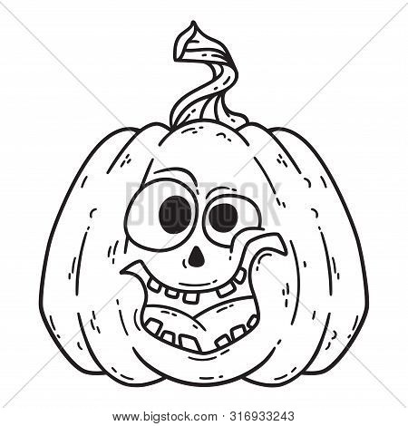 Halloween Smiling Pumpkin. Pumpkinhead Jack. Vector Illustration Isolated On White Background. Use F