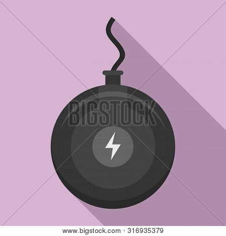 Round Wireless Charger Icon. Flat Illustration Of Round Wireless Charger Vector Icon For Web Design