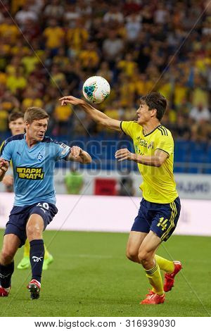 Rostov-on-don, Russia - August 12, 2019: Eldor Shomurodov Of Fc Rostov Controls The Ball During The 