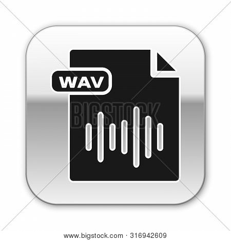 Black Wav File Document. Download Wav Button Icon Isolated On White Background. Wav Waveform Audio F