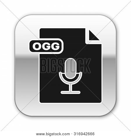 Black Ogg File Document. Download Ogg Button Icon Isolated On White Background. Ogg File Symbol. Sil