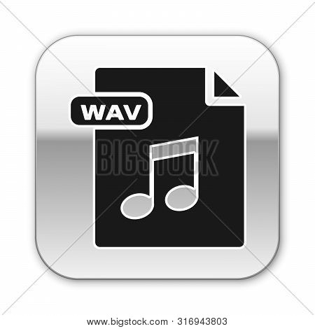 Black Wav File Document. Download Wav Button Icon Isolated On White Background. Wav Waveform Audio F