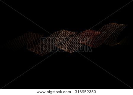 Abstact Golden 8 Wave Line For Element Design Of Certificate, Banner, Backdrop, Cover, Etc At Black.