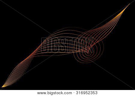 Abstact Golden 8 Wave Line For Element Design Of Certificate, Banner, Backdrop, Cover, Etc At Black.