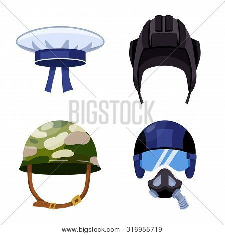 Vector Illustration Of Army And Officer Sign. Set Of Army And Soldier Stock Symbol For Web.