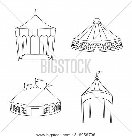 Vector Design Of Roof And Folding Symbol. Set Of Roof And Architecture Vector Icon For Stock.
