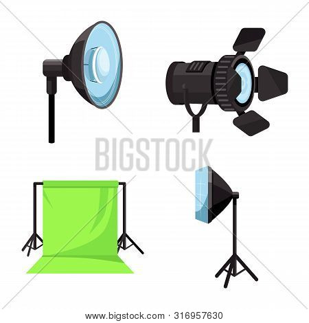 Vector Illustration Of Studio And Photo Icon. Collection Of Studio And Equipment Stock Symbol For We