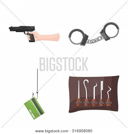 Vector Design Of Criminal And Police Sign. Set Of Criminal And Robbery Stock Vector Illustration.