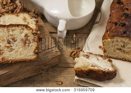 Barmbrack Or Bairin Breac Is A Traditional Irish Sweet Yeast Bread With Grapes And Raisins, Often Ea