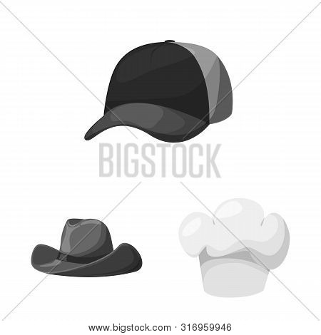Vector Design Of Hat And Helmet Icon. Collection Of Hat And Profession Vector Icon For Stock.
