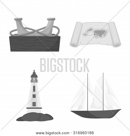Isolated Object Of Vintage And Nautical Logo. Set Of Vintage And Attributes Stock Vector Illustratio