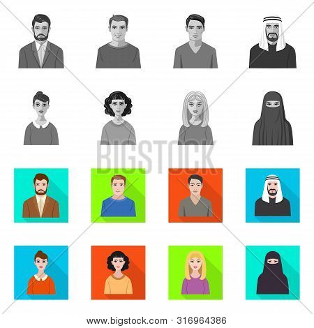 Vector Design Of Hairstyle And Profession Sign. Set Of Hairstyle And Character Vector Icon For Stock