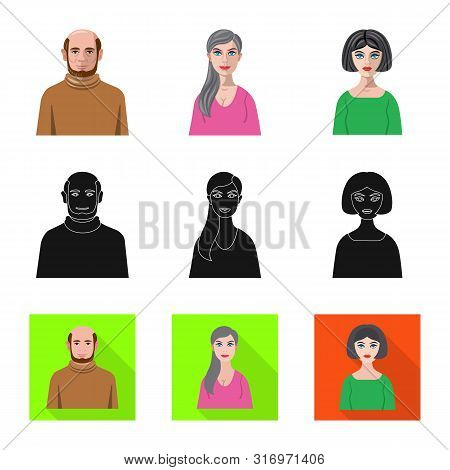 Vector Design Of Hairstyle And Profession Icon. Set Of Hairstyle And Character Vector Icon For Stock