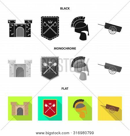 Vector Design Of Old And Culture Sign. Set Of Old And Renaissance Stock Symbol For Web.