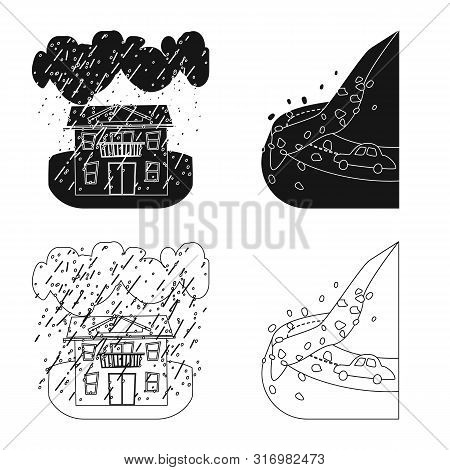Vector Illustration Of Weather And Distress Sign. Collection Of Weather And Crash Vector Icon For St