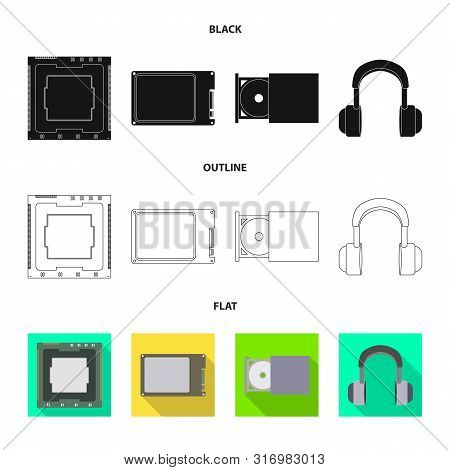 Vector Illustration Of Accessories And Device Logo. Set Of Accessories And Electronics Stock Symbol 
