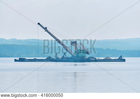 Dredger Is Working To Deepen The Fairway On The River