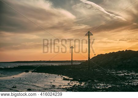 Sunset On The Seaside Of Clacton-on-sea, East England.