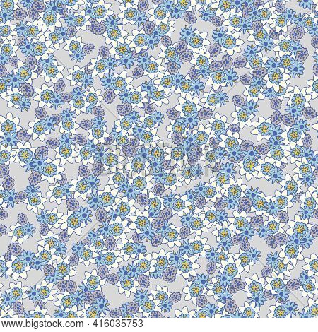 A Blue Flowers Meadow Seamless Vector Pattern